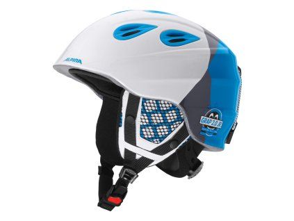 Dětská lyžařská helma Alpina Grap 2.0 Junior - white/silver/blue matt